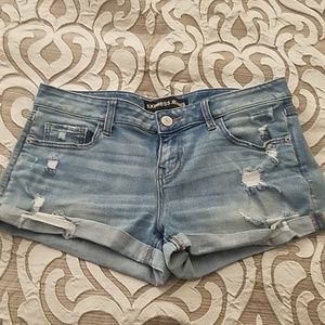Distressed Cuffed Denim Shorts